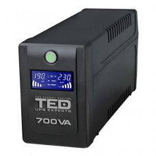 electrice olt - ups ted electric 700va / 400w cu 2 iesiri schuko si display lcd ted-700 - ted electric - dz088389